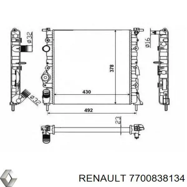 7700838134 Renault (RVI) radiador