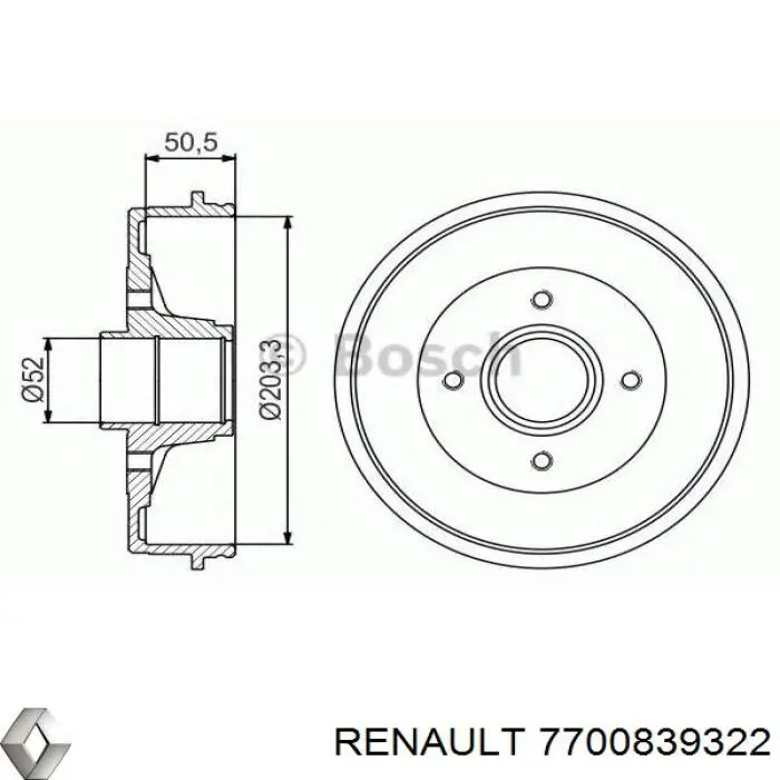 Tambor de freno trasero Renault (RVI) 7700839322 precio, desde 86,00 EUR
