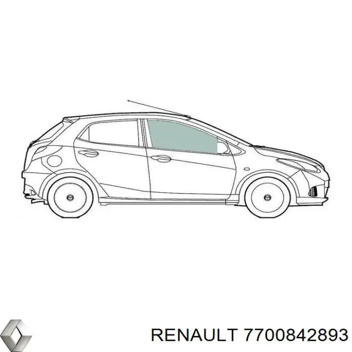 7700842893 Renault (RVI) luna de puerta delantera derecha