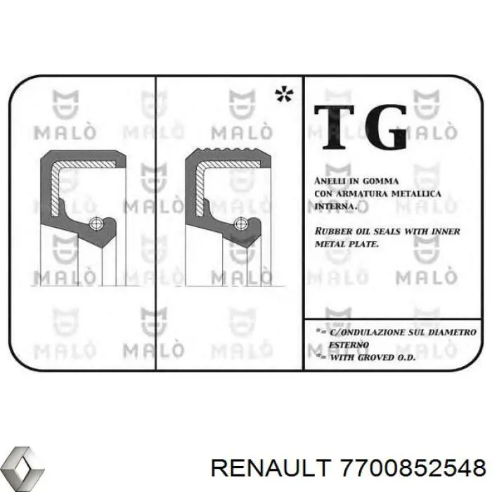 7700852548 Renault (RVI) anillo reten caja de cambios