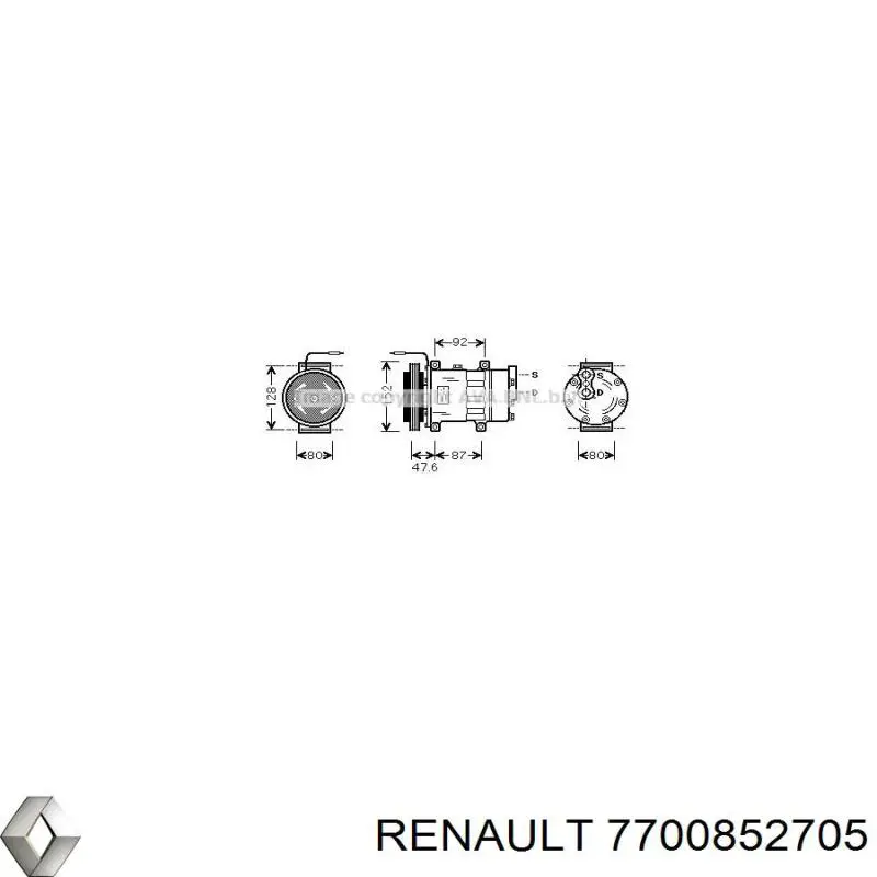 7700871663 Renault (RVI) compresor de aire acondicionado