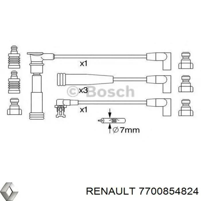 7700854824 Renault (RVI) cables de bujías
