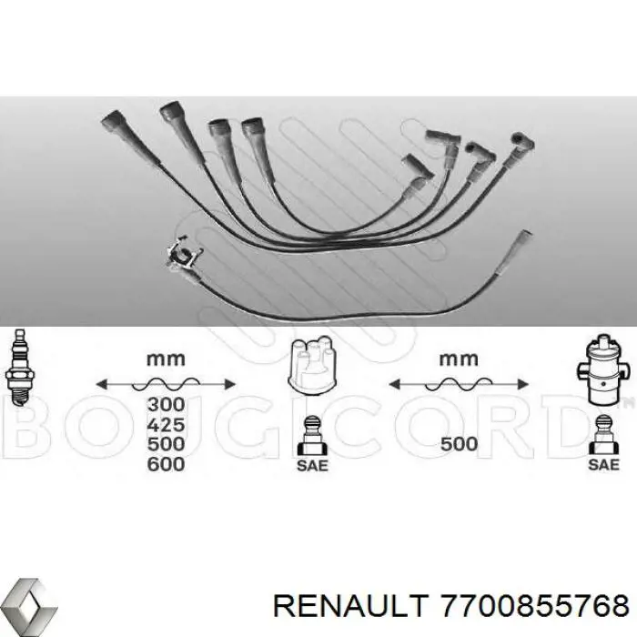 7700855768 Renault (RVI) cables de bujías