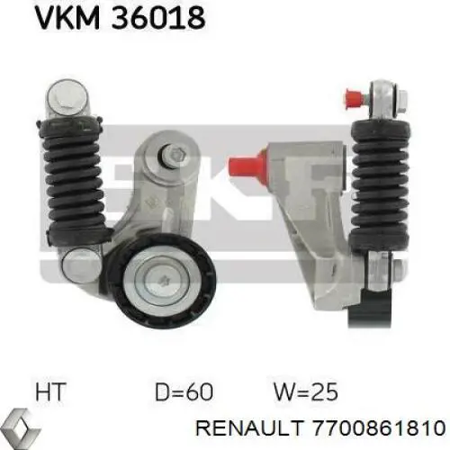 7700861810 Renault (RVI) tensor de correa, correa poli v