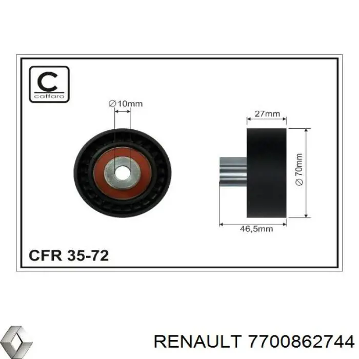 7700862744 Renault (RVI) polea inversión / guía, correa poli v