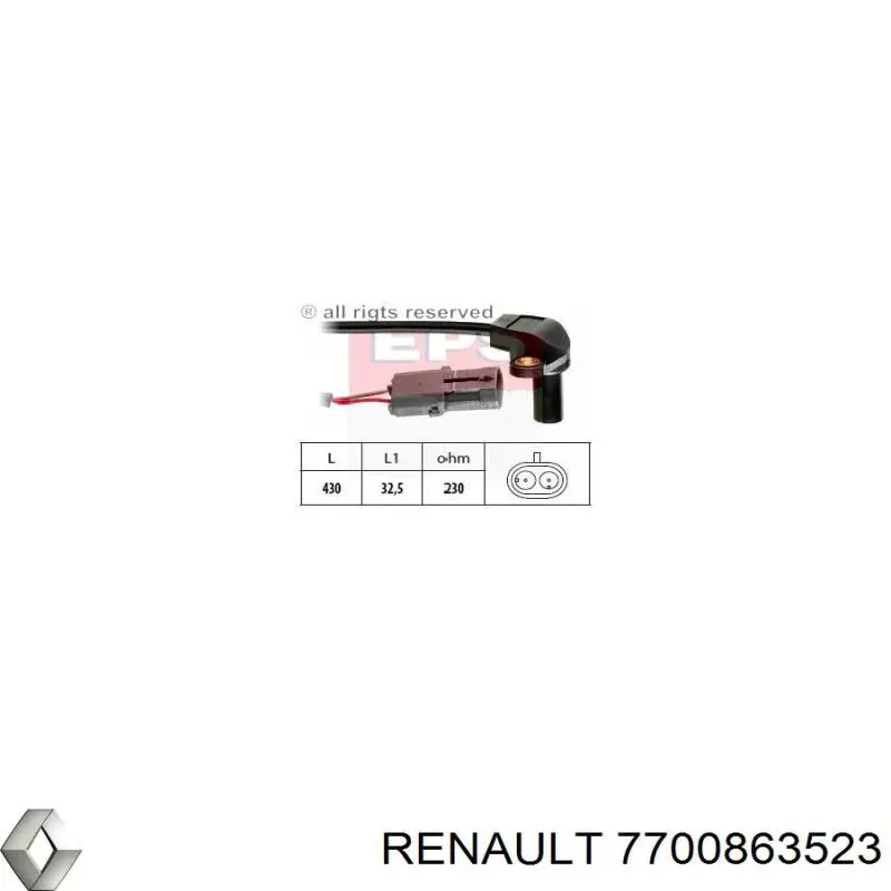 Generador de impulsos, cigüeñal  Renault (RVI) 7700863523 precio, desde 26,98 EUR
