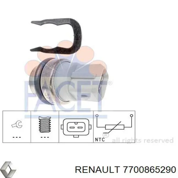 7700865290 Renault (RVI) sensor de temperatura del refrigerante, salpicadero