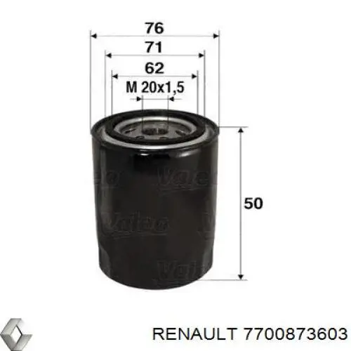 Filtro de aceite Renault Megane 1 LA0, LA1