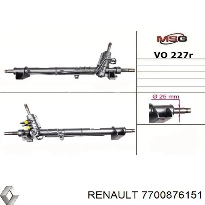 7700876151 Renault (RVI) cremallera de dirección