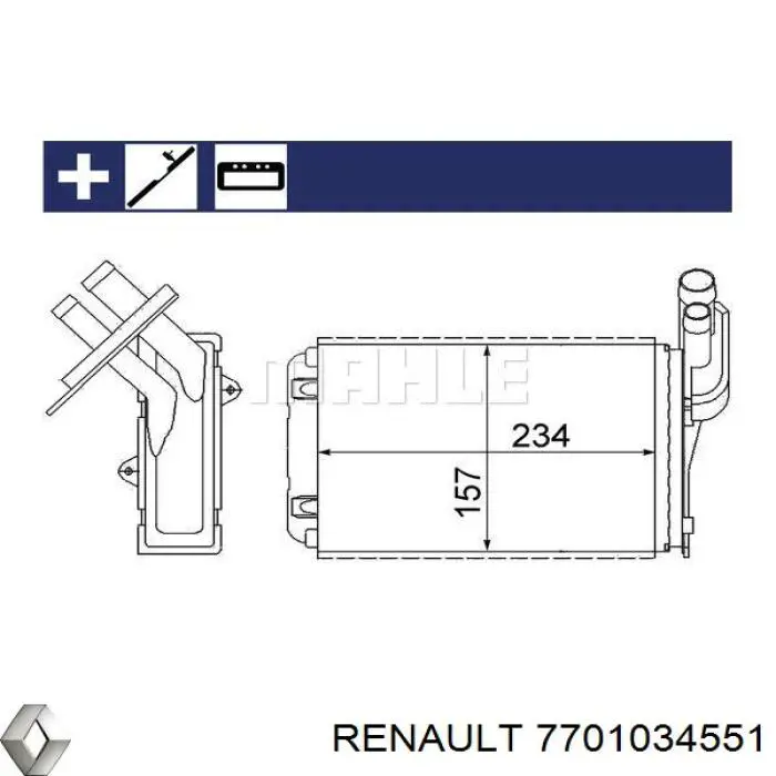 7701034551 Renault (RVI) radiador de calefacción