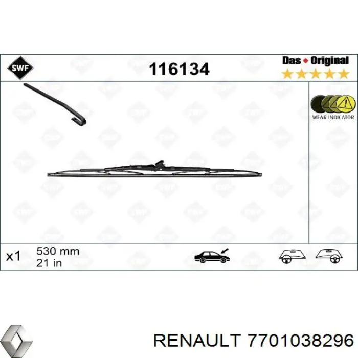 Escobilla del limpiaparabrisas del lado del pasajero Renault (RVI) 7701038296 precio, desde 4,97 EUR