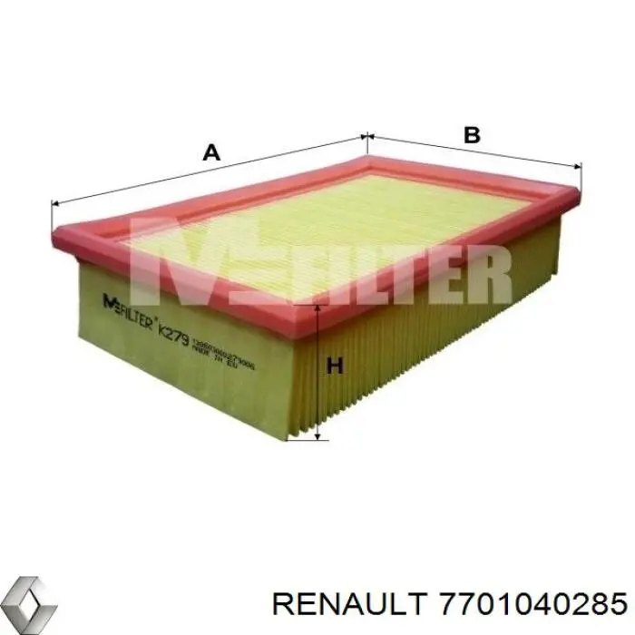 7701040285 Renault (RVI) filtro de aire