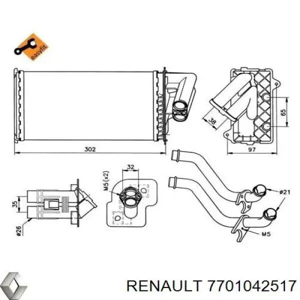 7701042517 Renault (RVI) radiador de calefacción