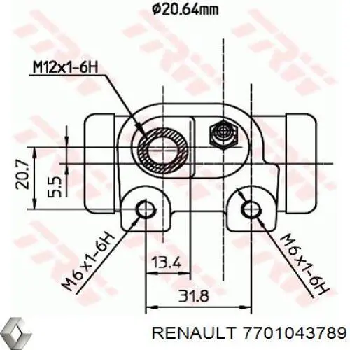 Cilindro de freno de rueda trasera Renault (RVI) 7701043789 precio, desde 23,72 EUR