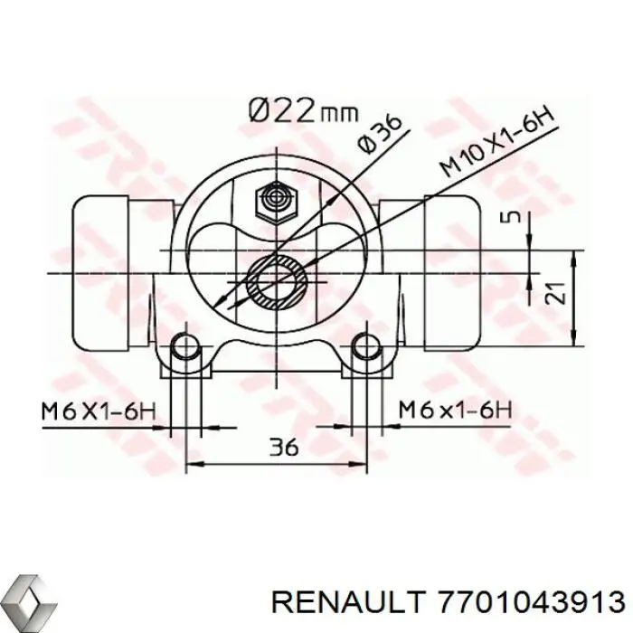 7701043913 Renault (RVI) cilindro de freno de rueda trasero