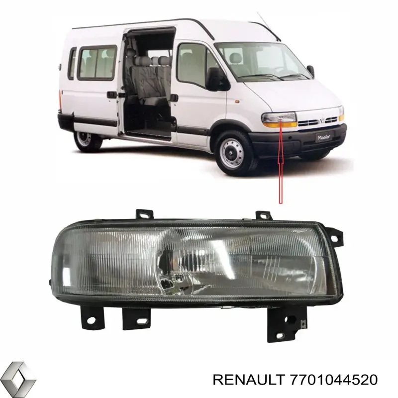 Faro derecho 7701044520 Renault (RVI)