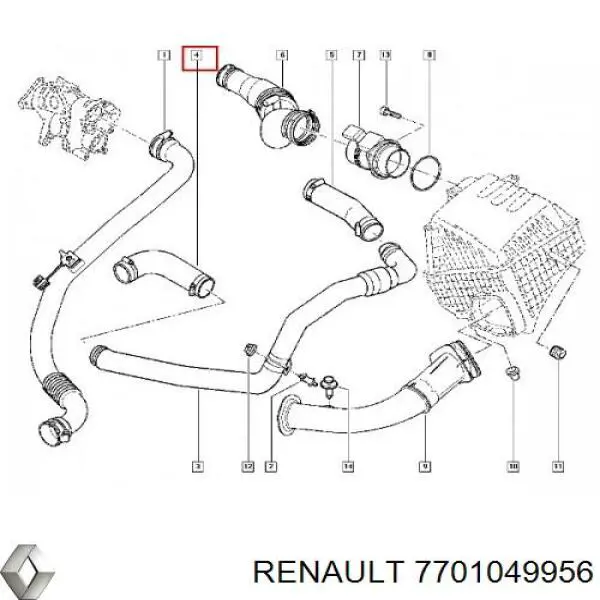 Tubo de salida de aire del turbocompresor Renault (RVI) 7701049956 precio, desde 289,95 EUR