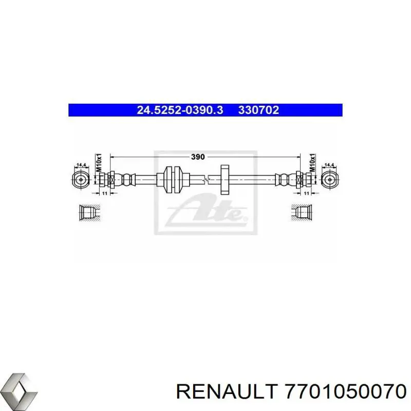 7701050070 Renault (RVI) latiguillo de freno delantero