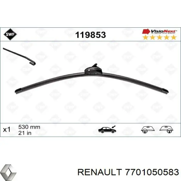 7701050583 Renault (RVI) limpiaparabrisas de luna delantera copiloto