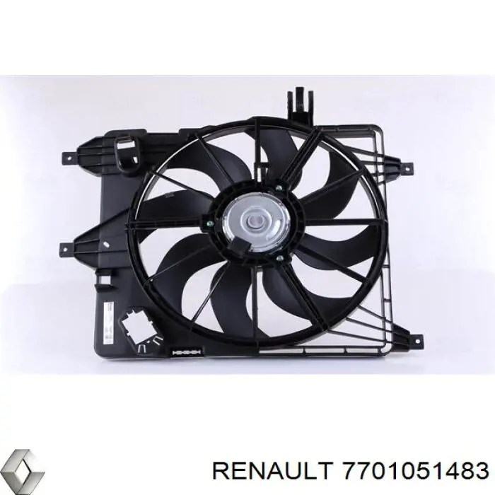7701051483 Renault (RVI) difusor de radiador, ventilador de refrigeración, condensador del aire acondicionado, completo con motor y rodete