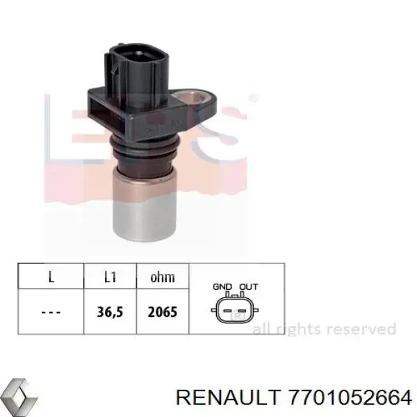 7701052664 Renault (RVI) sensor de cigüeñal