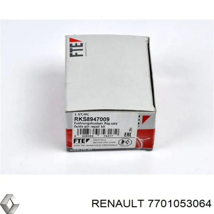 Pasador guía de la pinza de freno trasera 7701053064 Renault (RVI)
