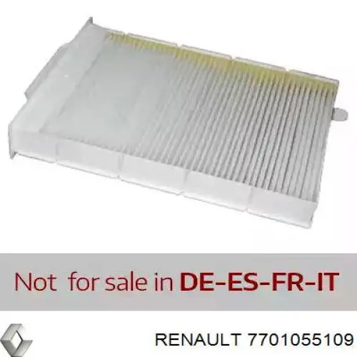 Filtro de cabina Renault (RVI) 7701055109 precio, desde 9,49 EUR