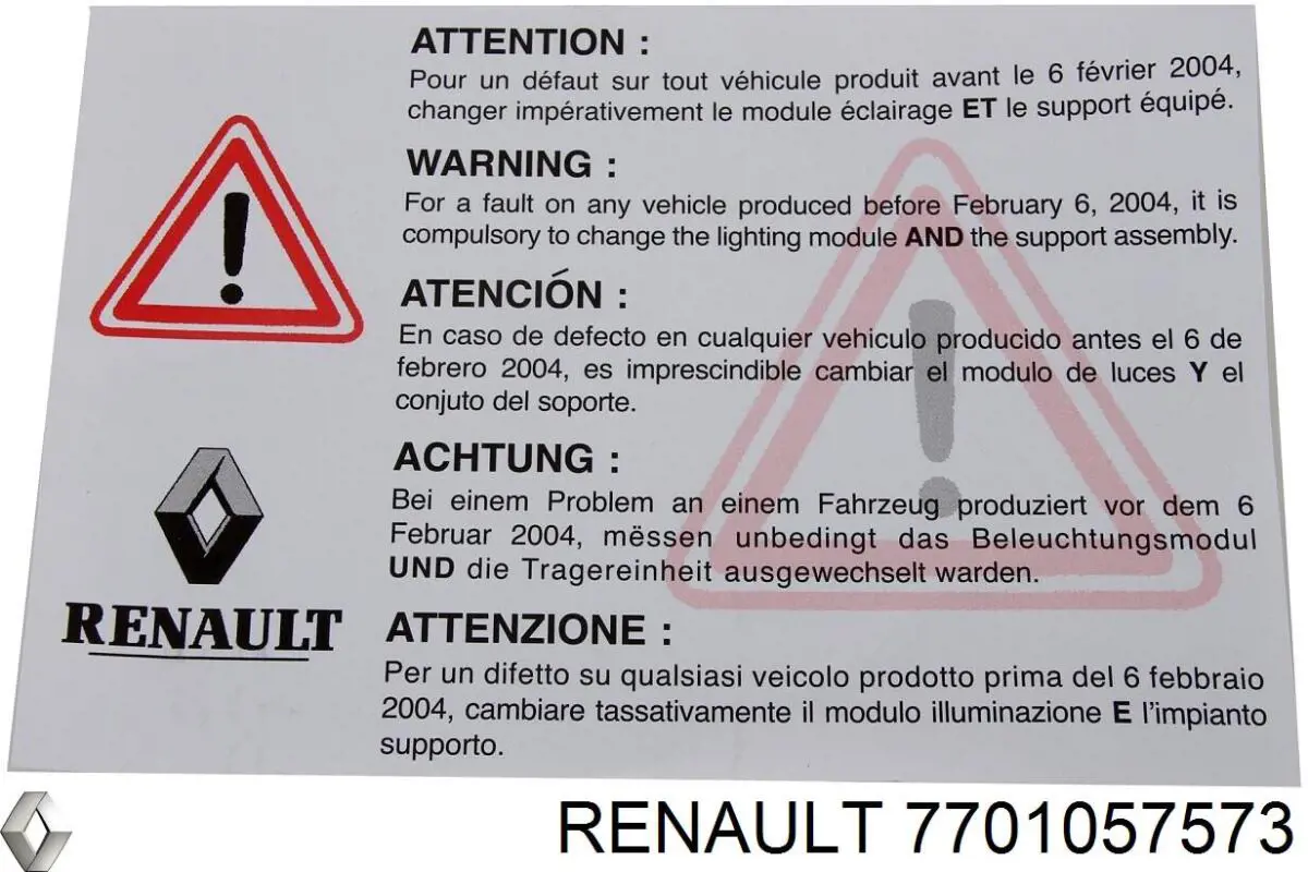 7701057573 Renault (RVI) anillo de airbag