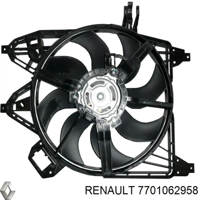7701062958 Renault (RVI) difusor de radiador, ventilador de refrigeración, condensador del aire acondicionado, completo con motor y rodete