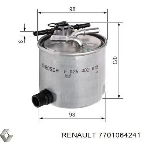 7701064241 Renault (RVI) filtro combustible