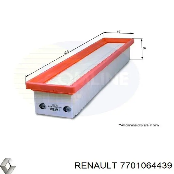 Filtro de aire de motor Renault (RVI) 7701064439 precio, desde 9,82 USD