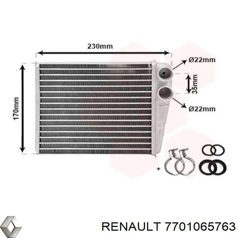 Radiador de calefacción Renault (RVI) 7701065763 precio, desde 29,16 EUR