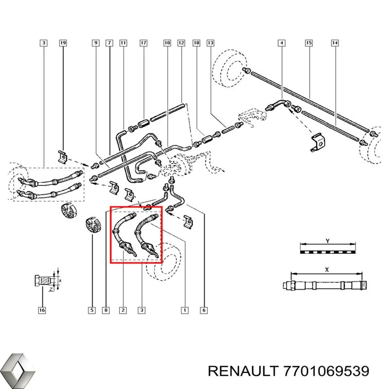 7701069539 Renault (RVI) tubo flexible de frenos