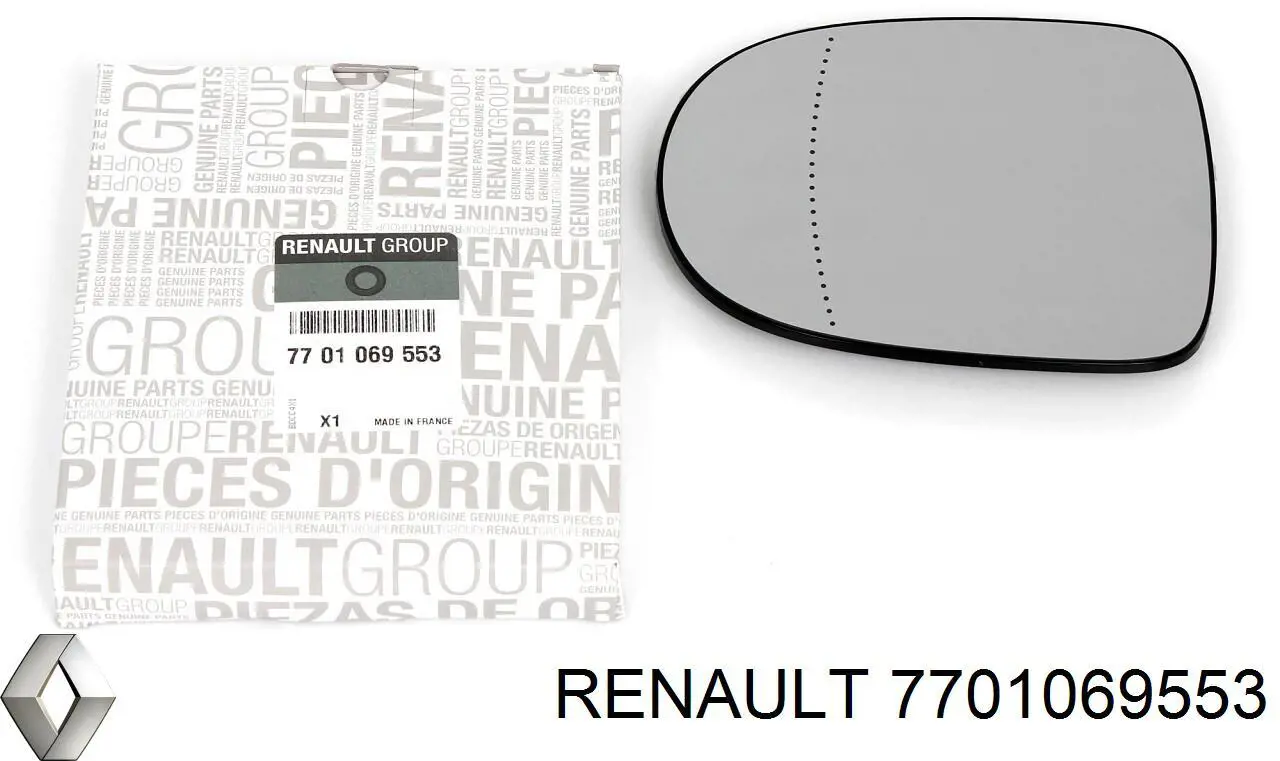 7701069553 Renault (RVI) cristal de espejo retrovisor exterior izquierdo