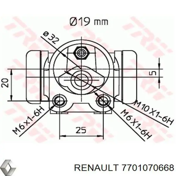Comprar 7701070668 Renault (RVI) Cilindro de freno de rueda trasera