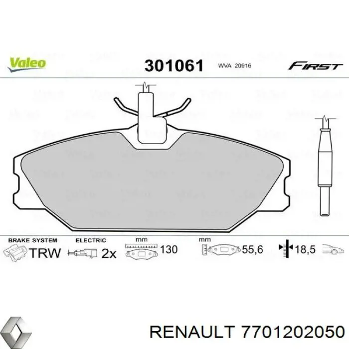 7701202050 Renault (RVI) pastillas de freno delanteras