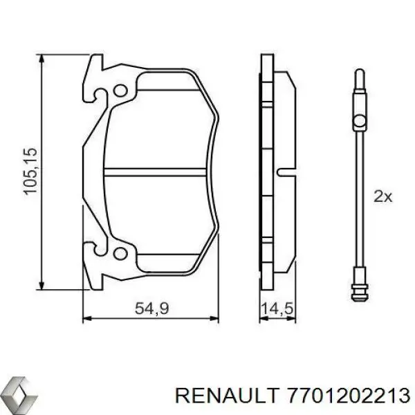 7701202213 Renault (RVI) pastillas de freno delanteras