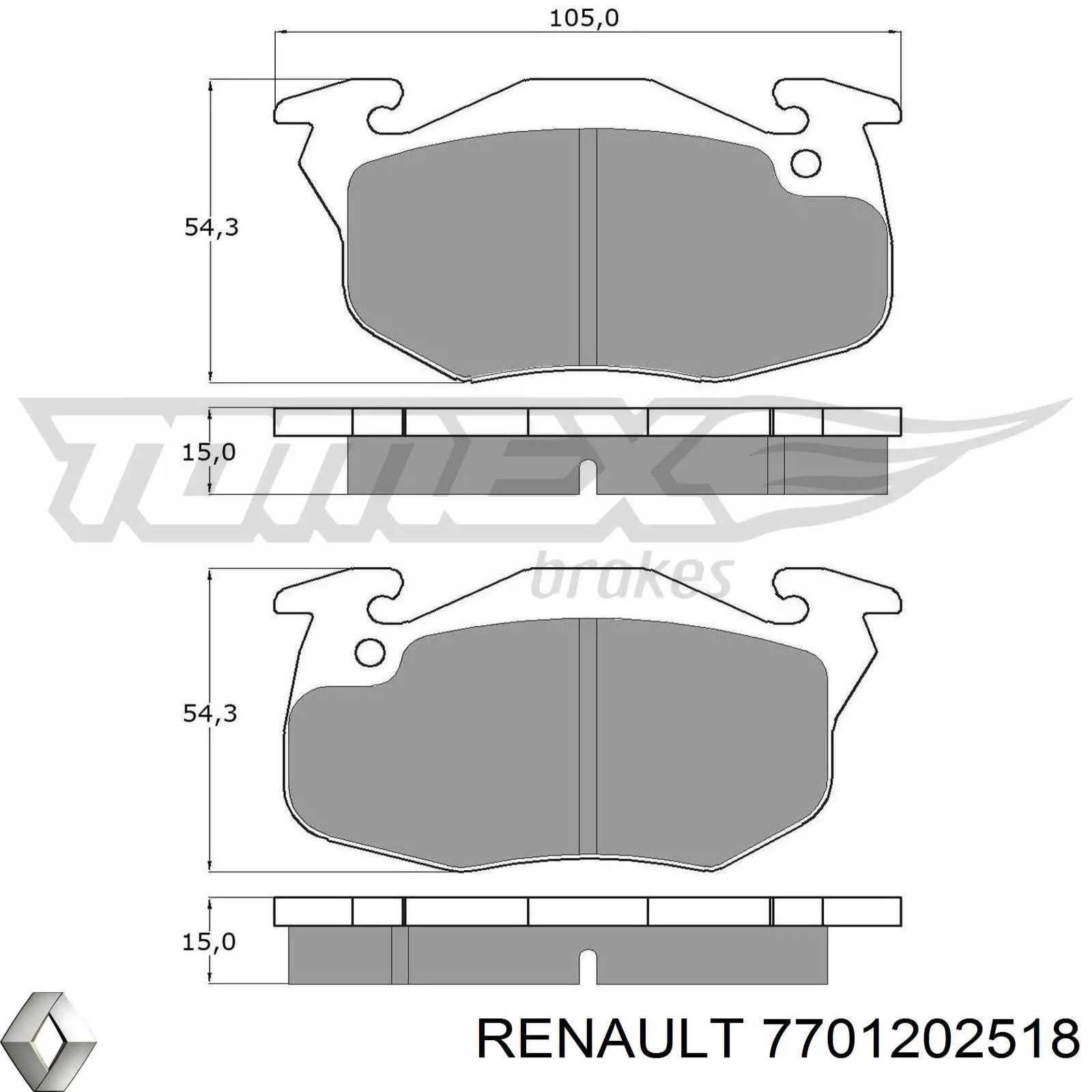 7701202518 Renault (RVI) pastillas de freno delanteras