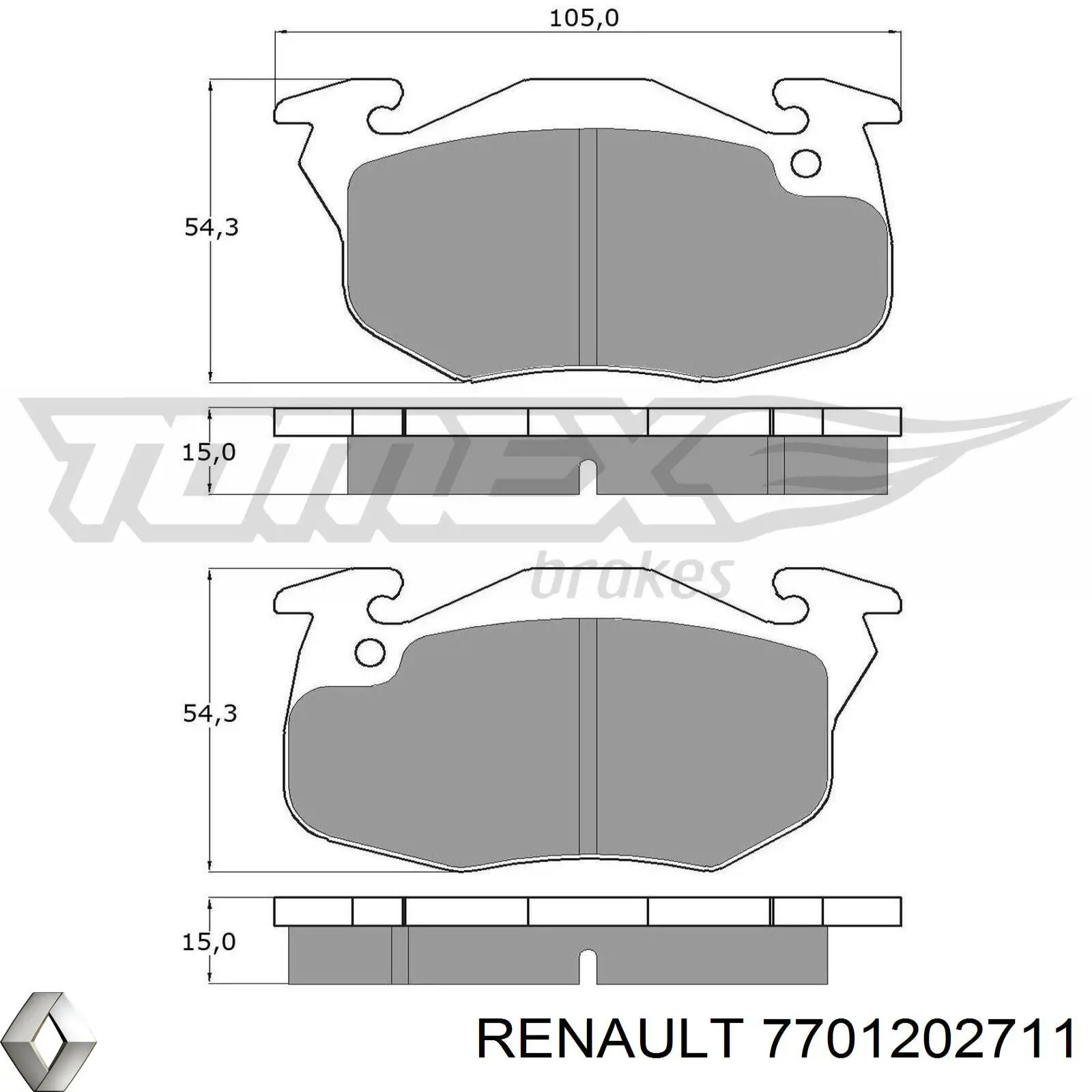 7701202711 Renault (RVI) pastillas de freno delanteras