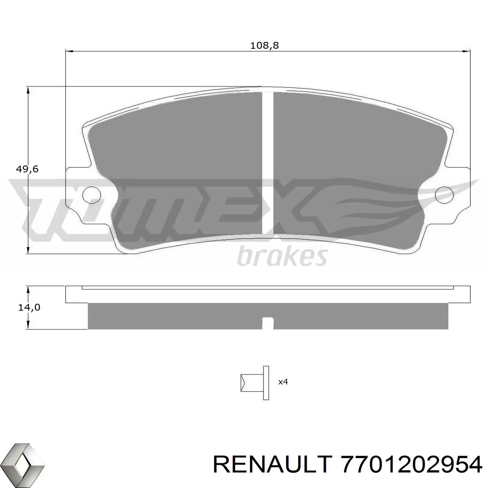 7701202954 Renault (RVI) pastillas de freno delanteras