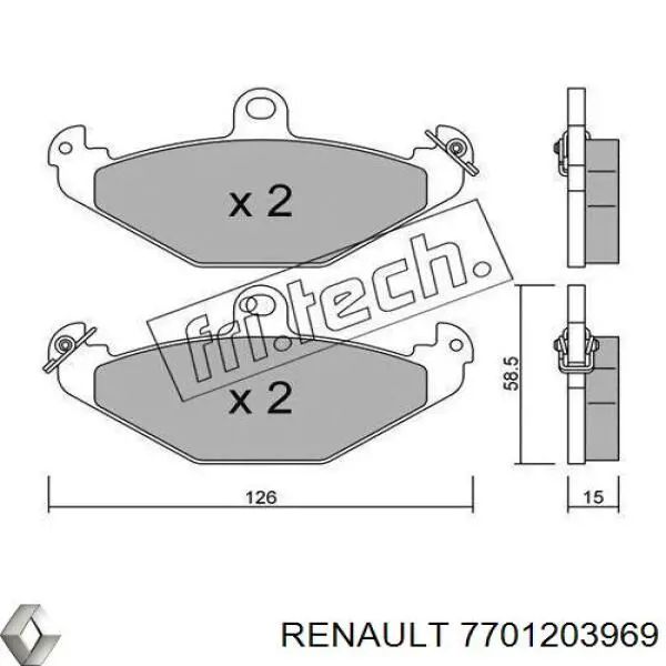 7701203969 Renault (RVI) pastillas de freno traseras
