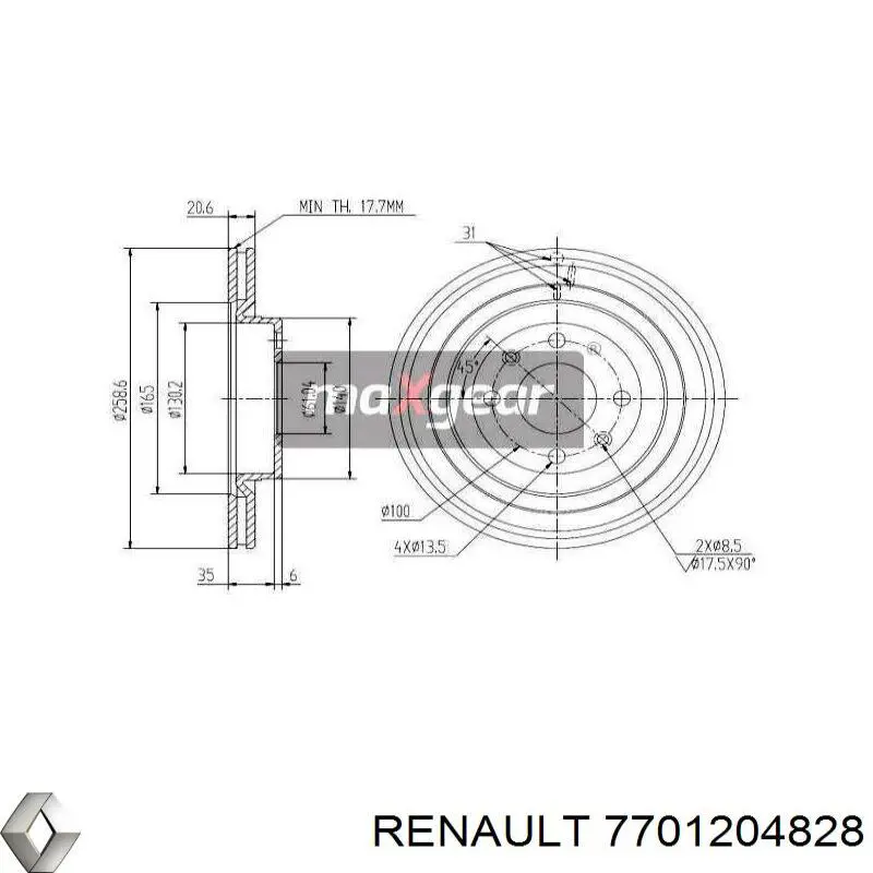 7701204828 Renault (RVI) disco de freno delantero