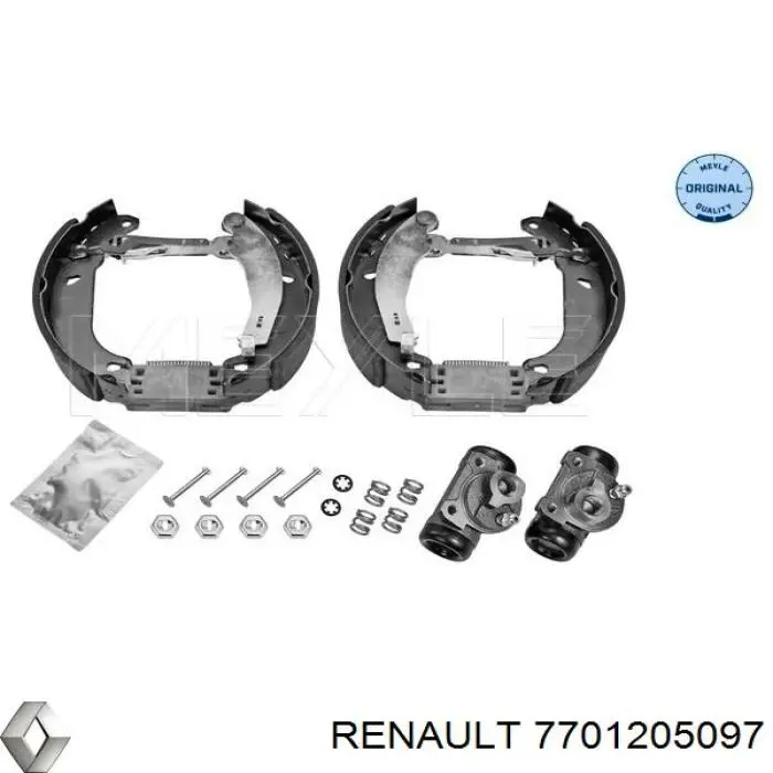 7701205097 Renault (RVI) kit de frenos de tambor, con cilindros, completo
