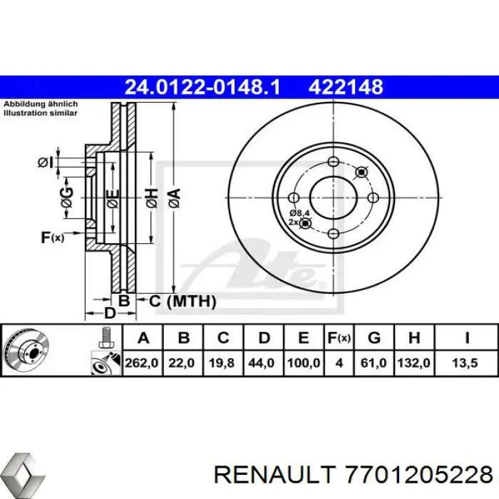 7701205228 Renault (RVI) disco de freno delantero