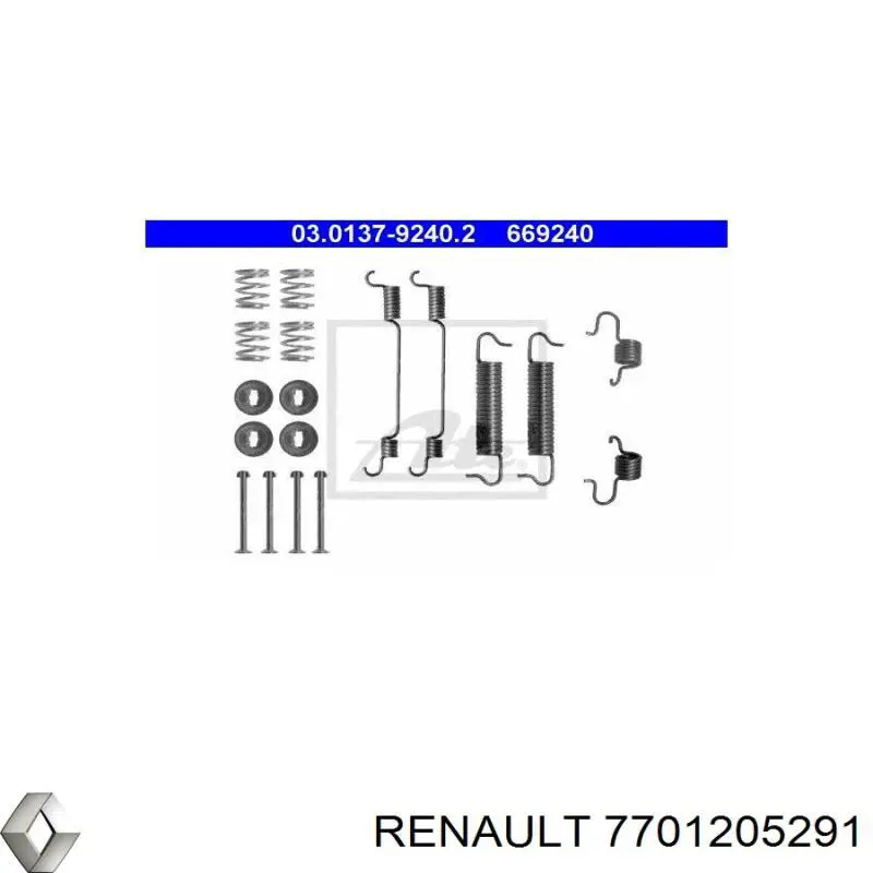 7701205291 Renault (RVI) kit de montaje, zapatas de freno traseras