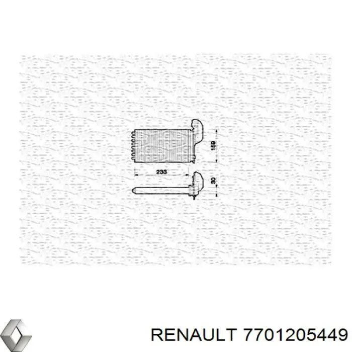 7701205449 Renault (RVI) radiador de calefacción