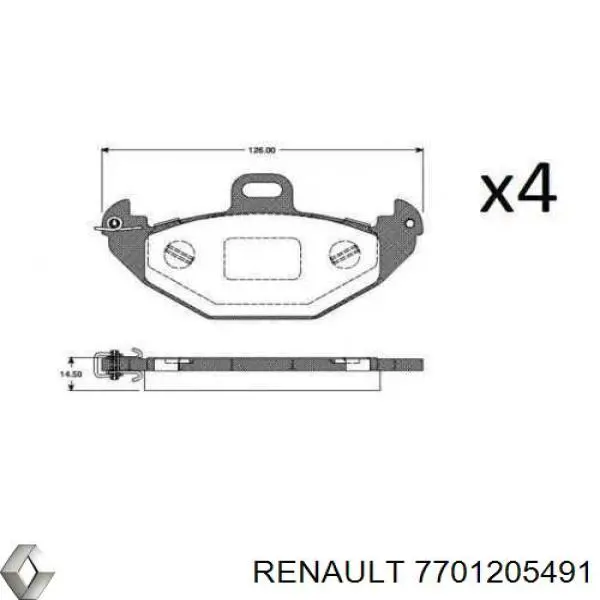 7701205491 Renault (RVI) pastillas de freno traseras