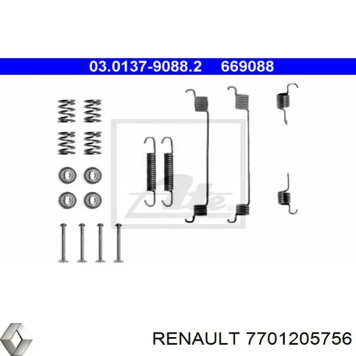 7701205756 Renault (RVI) kit de montaje, zapatas de freno traseras