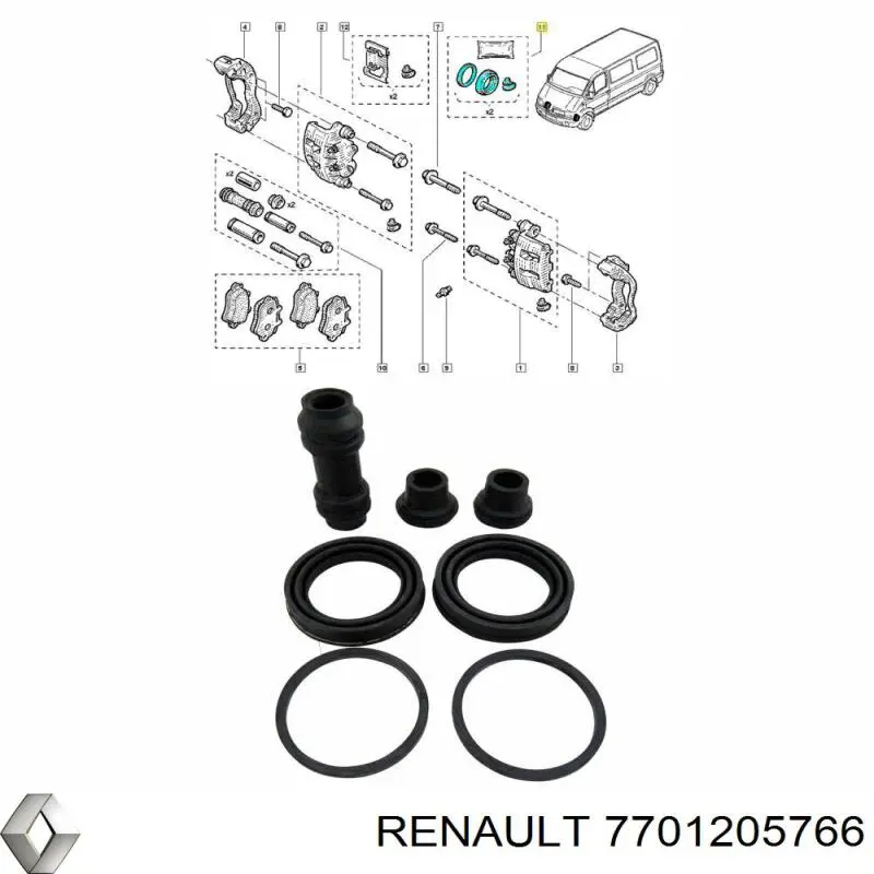 Kit de reparación, pinza de freno delantero Renault (RVI) 7701205766 precio, desde 13,24 EUR