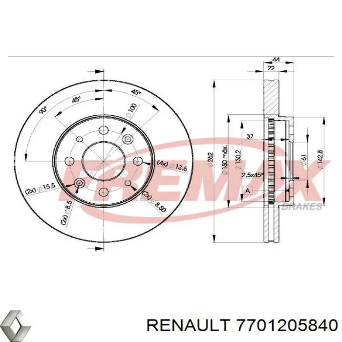 7701205840 Renault (RVI) disco de freno delantero